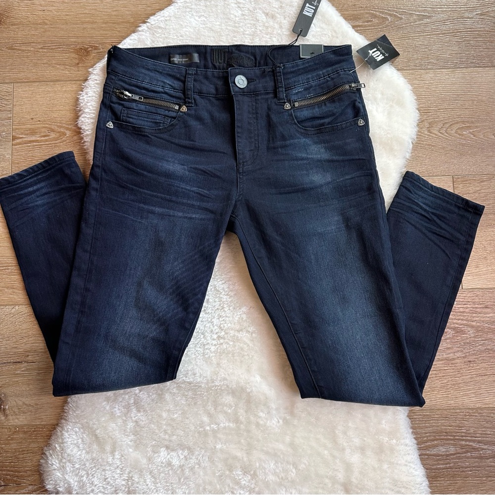 Kut From The Kloth Emma Ankle Skinny Jeans Women Size 6 Dark Wash Zipper Accent